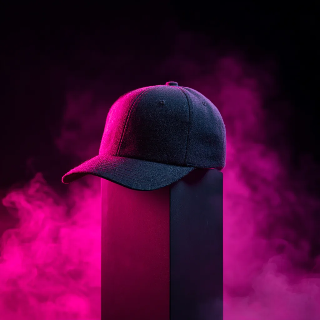 Casquette posée sous une lumière UV rose